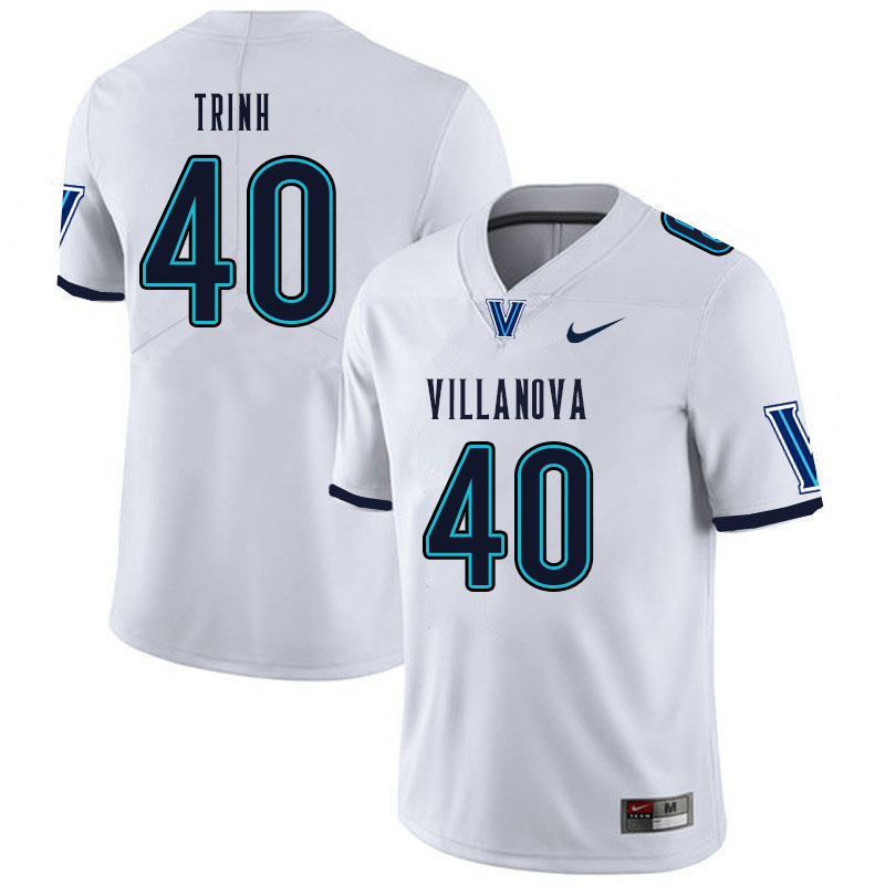 Men #40 Ty Trinh Villanova Wildcats College Football Jerseys Sale-White - Click Image to Close